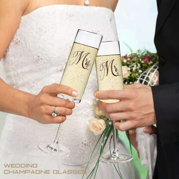 Mr and Mrs Champagne Flutes for Weddings and Showers