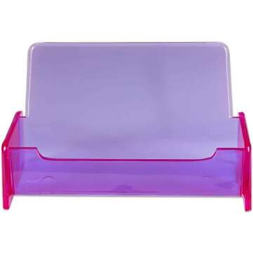 Beauticom Standard Style Business Card Holder Organizer Stand Display for Offices, Receptionist, Salons, and Businesses (Purple, 1 Piece)