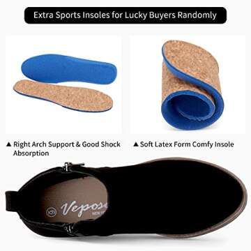 Vepose Women's Ankle Boots Low Heel Casual Boot Round Toe Zipper Booties for Women (LJY1050-blacknubuck-07.5)