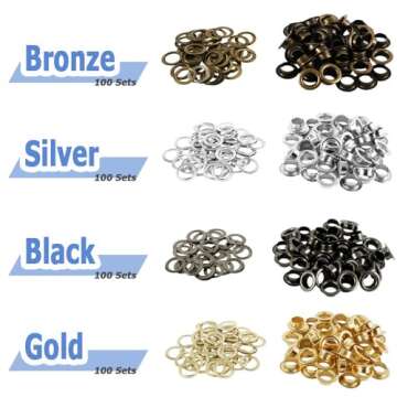 Mesee 400 Sets Eyelets and Grommets, 5mm Inside Diameter Grommet Kit for Leather Fabric Canvas Belt Craft DIY Projects, 4 Colors