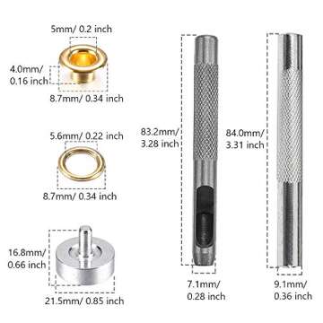 Mesee 400 Sets Eyelets and Grommets, 5mm Inside Diameter Grommet Kit for Leather Fabric Canvas Belt Craft DIY Projects, 4 Colors