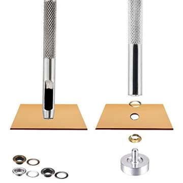 Mesee 400 Sets Eyelets and Grommets, 5mm Inside Diameter Grommet Kit for Leather Fabric Canvas Belt Craft DIY Projects, 4 Colors