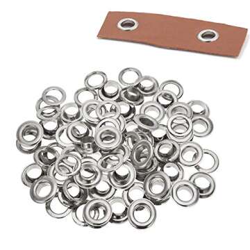 Mesee 400 Sets Eyelets and Grommets, 5mm Inside Diameter Grommet Kit for Leather Fabric Canvas Belt Craft DIY Projects, 4 Colors