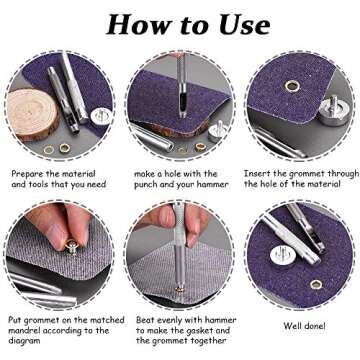 Mesee 400 Sets Eyelets and Grommets, 5mm Inside Diameter Grommet Kit for Leather Fabric Canvas Belt Craft DIY Projects, 4 Colors