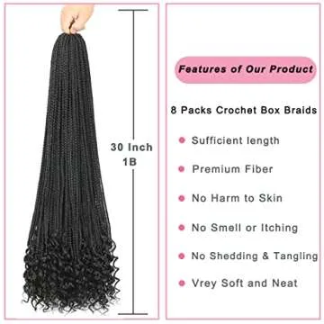144 Strands Goddess Crochet Box Braids with Curly Ends 30 Inch Pre Looped Box Braids Crochet Hair 8 Packs Curly Crochet Braids for Black Women