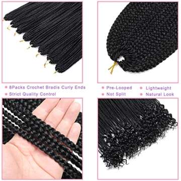 144 Strands Goddess Crochet Box Braids with Curly Ends 30 Inch Pre Looped Box Braids Crochet Hair 8 Packs Curly Crochet Braids for Black Women