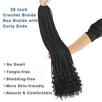 144 Strands Goddess Crochet Box Braids with Curly Ends 30 Inch Pre Looped Box Braids Crochet Hair 8 Packs Curly Crochet Braids for Black Women