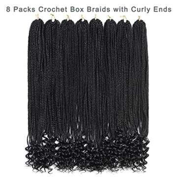 144 Strands Goddess Crochet Box Braids with Curly Ends 30 Inch Pre Looped Box Braids Crochet Hair 8 Packs Curly Crochet Braids for Black Women