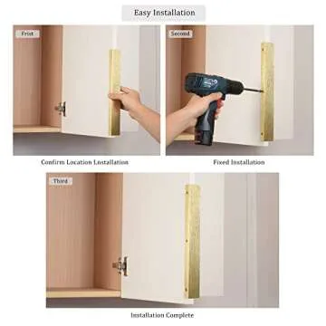 Satanga Edge Finger Tab Pull for cabinets Kitchen Concealed Drawer pulls Aluminum Hidden Back Mount Door Handle for Home Pack of 6 Modern Brushed Brass 2-1/2" Hole Center Easy Installation