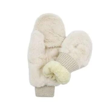 JUMISEE Women Winter Faux Fur Flip Cover Mittens