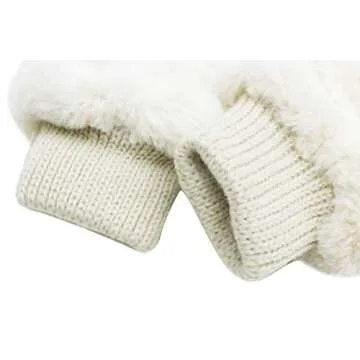 JUMISEE Women Winter Faux Fur Flip Cover Mittens