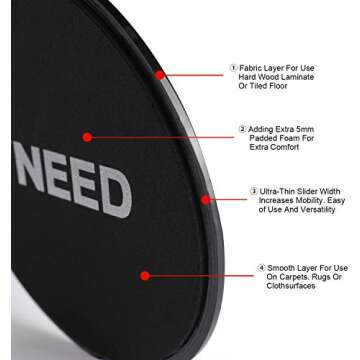 【2021 Update】 Core Exercise Sliders (Set of 2), Smooth Gliders Dual-Sided Design, Use on Hardwood Floors, Workout Sliders Fitness Discs Abdominal & Total Body Gym-Exercise Equipment for Home, Travel