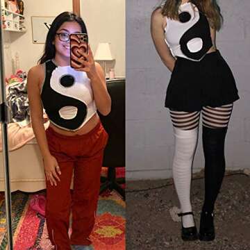 Trendy Patchwork Contrast Crop Tank Top for Summer Style