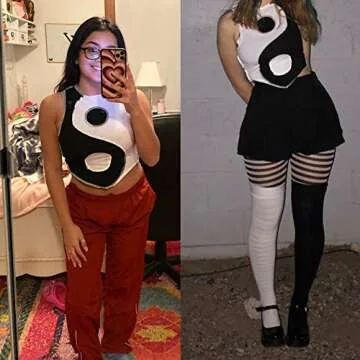 Trendy Patchwork Contrast Crop Tank Top for Summer Style