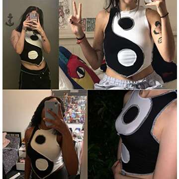 Trendy Patchwork Contrast Crop Tank Top for Summer Style