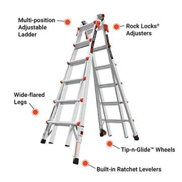 Little Giant Velocity Multi-Position Ladder with Ratchet Levelers - 26ft, Type 1A - 300 lbs Weight R...