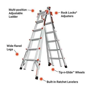 Little Giant Velocity Multi-Position Ladder with Ratchet Levelers - 26ft, Type 1A - 300 lbs Weight R...