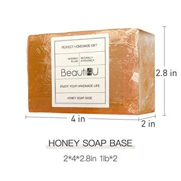BEAUTI4U 2LB Honey Soap Base - Soap Making Supplies With Soap Making - Melt And Pour Soap Base - Mel...