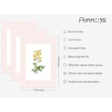 Floral Wall Art Decor Nursery Flower Canvas Wall Art Prints Wildflower Nursery Wall Art Decor Girls ...