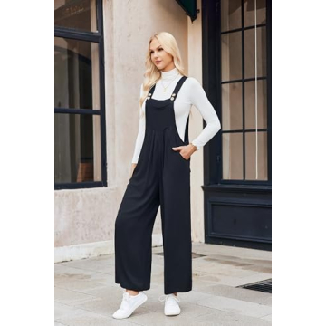 Misakia Rompers For Women Summer Casual Comfy Plus Size Overall Jumpsuit With Pockets (Black,L)