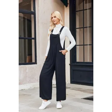 Misakia Rompers For Women Summer Casual Comfy Plus Size Overall Jumpsuit With Pockets (Black,L)