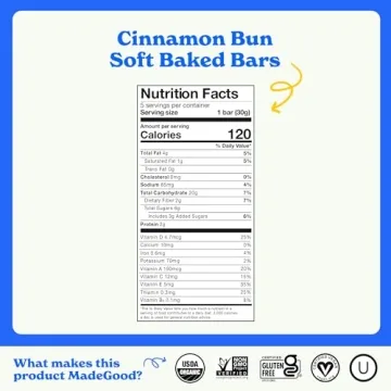 MadeGood Mornings Soft Baked Breakfast Bars, Cinnamon Bun 1.06 Oz