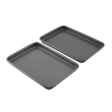 GoodCook Everyday Set of 2 Nonstick Steel 9" x 6.2" Toaster Oven Mini Baking Sheets, Gray