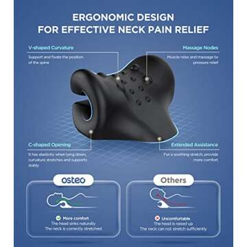 Osteo Neck Stretcher with Magnetic Therapy Cover, 2 Modes[Gentle/Strong] Pain Relief Cervical Traction Device, No Smell Neck and Shoulder Relaxer, Chiropractic Pillow for TMJ Headache Spine Alignment