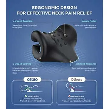 Osteo Neck Stretcher with Magnetic Therapy Cover, 2 Modes[Gentle/Strong] Pain Relief Cervical Traction Device, No Smell Neck and Shoulder Relaxer, Chiropractic Pillow for TMJ Headache Spine Alignment
