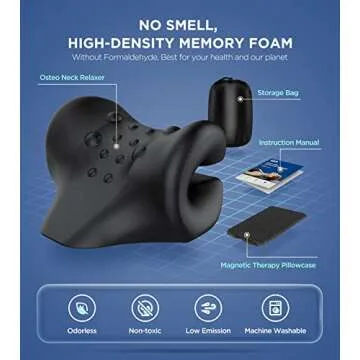 Osteo Neck Stretcher with Magnetic Therapy Cover, 2 Modes[Gentle/Strong] Pain Relief Cervical Traction Device, No Smell Neck and Shoulder Relaxer, Chiropractic Pillow for TMJ Headache Spine Alignment