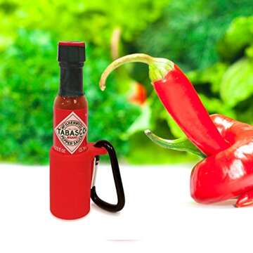 Tabasco Sauce Keychain - Includes Mini Bottle of Original Hot Sauce. Miniature Individual Size Perfe...