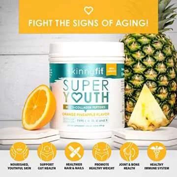 SkinnyFit Super Youth Orange Pineapple | Collagen Peptides & Apple Cider Vinegar for Beauty & Wellne...