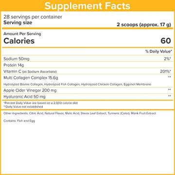 SkinnyFit Super Youth Orange Pineapple Multi-Collagen Peptides Plus Apple Cider Vinegar, Hyaluronic Acid & Vitamin C, Hair, Skin, Nail & Joint Support, Immunity, Healthy Metabolism, 28 Servings