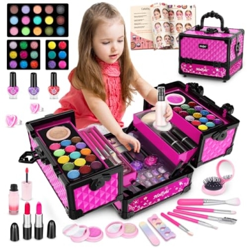 Hollyhi 59 Pcs Kids Makeup Kit - Washable Play Set for Girls