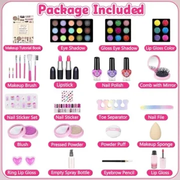 Hollyhi 59 Pcs Kids Makeup Kit - Dress Up Fun