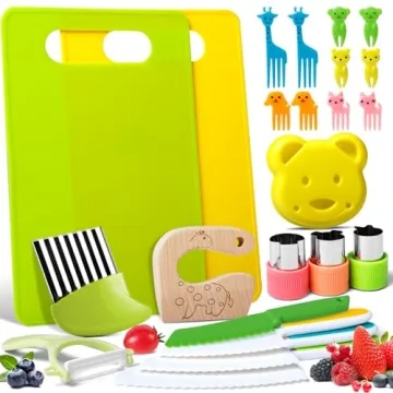 23 PCS Kids Cooking Sets, Kitchen Tools for Toddlers' Real Cooking, Kids Kitchen Knife Set with Cutt...