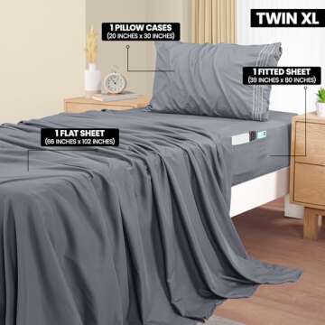 Utopia Bedding Twin XL Sheet Set, Soft Microfiber 3 Piece Hotel Luxury Bed Sheets for Women, Men, Ki...