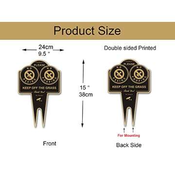 Amexiu No Pooping No Peeing Dog Sign, Keep off Grass Yard Sign Double Sided 15 x 9.5 X 0.08 Inches Rust Free Aluminum Sign, Easy Mounting Waterproof Durable Ink Black Gold Color, 1 Pack