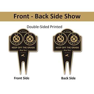 Amexiu No Pooping No Peeing Dog Sign, Keep off Grass Yard Sign Double Sided 15 x 9.5 X 0.08 Inches Rust Free Aluminum Sign, Easy Mounting Waterproof Durable Ink Black Gold Color, 1 Pack