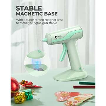 Hiipoo Cordless Hot Glue Gun Kit, Fast Preheating Glue Gun with 30 Pcs Glue Sticks, Smart Power-Off Hot Melt Glue Gun for DIY (Old Green))