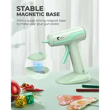 Hiipoo Cordless Hot Glue Gun Kit, Fast Preheating Glue Gun with 30 Pcs Glue Sticks, Smart Power-Off Hot Melt Glue Gun for DIY (Old Green))