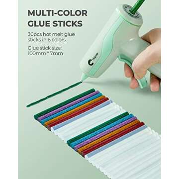 Hiipoo Cordless Hot Glue Gun Kit, Fast Preheating Glue Gun with 30 Pcs Glue Sticks, Smart Power-Off Hot Melt Glue Gun for DIY (Old Green))