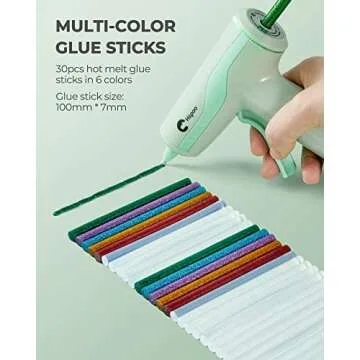 Hiipoo Cordless Hot Glue Gun Kit, Fast Preheating Glue Gun with 30 Pcs Glue Sticks, Smart Power-Off Hot Melt Glue Gun for DIY (Old Green))