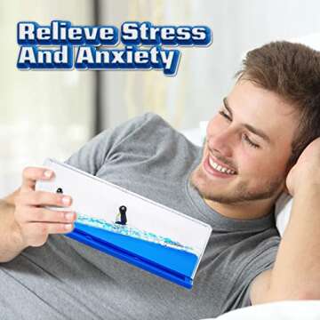 Honsheng Unsinkable Surfing Penguin Liquid Wave Paperweight Desk Sensory Toy Gifts for Kids Desk Stress Relievers for Adults