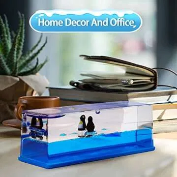Honsheng Unsinkable Surfing Penguin Liquid Wave Paperweight Desk Sensory Toy Gifts for Kids Desk Stress Relievers for Adults