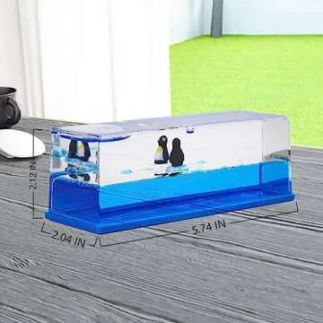 Honsheng Unsinkable Surfing Penguin Liquid Wave Paperweight Desk Sensory Toy Gifts for Kids Desk Stress Relievers for Adults
