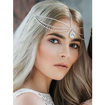 FXmimior Fashion Women Gypsy Bohe Rhinestones Head Chain - Elegant Gold Accessory for Weddings, Prom...