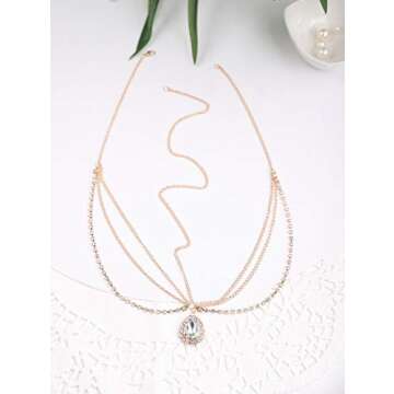 FXmimior Rhinestones Head Chain for Weddings and Proms