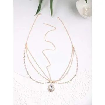 FXmimior Rhinestones Head Chain for Weddings and Proms