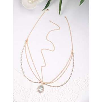 FXmimior Rhinestones Head Chain for Weddings and Proms